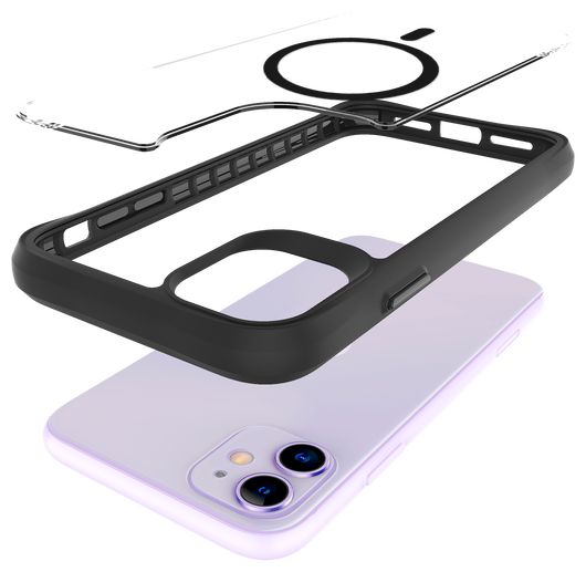 Buddi Hybrid Apple iPhone 11 Hoesje MagSafe Back Cover Transparant Zwart afbeelding 10