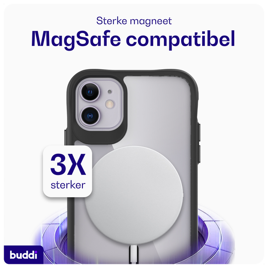 Buddi Hybrid Apple iPhone 11 Hoesje MagSafe Back Cover Transparant Zwart afbeelding 3