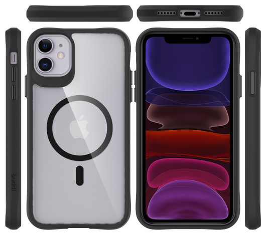 Buddi Hybrid Apple iPhone 11 Hoesje MagSafe Back Cover Transparant Zwart afbeelding 9