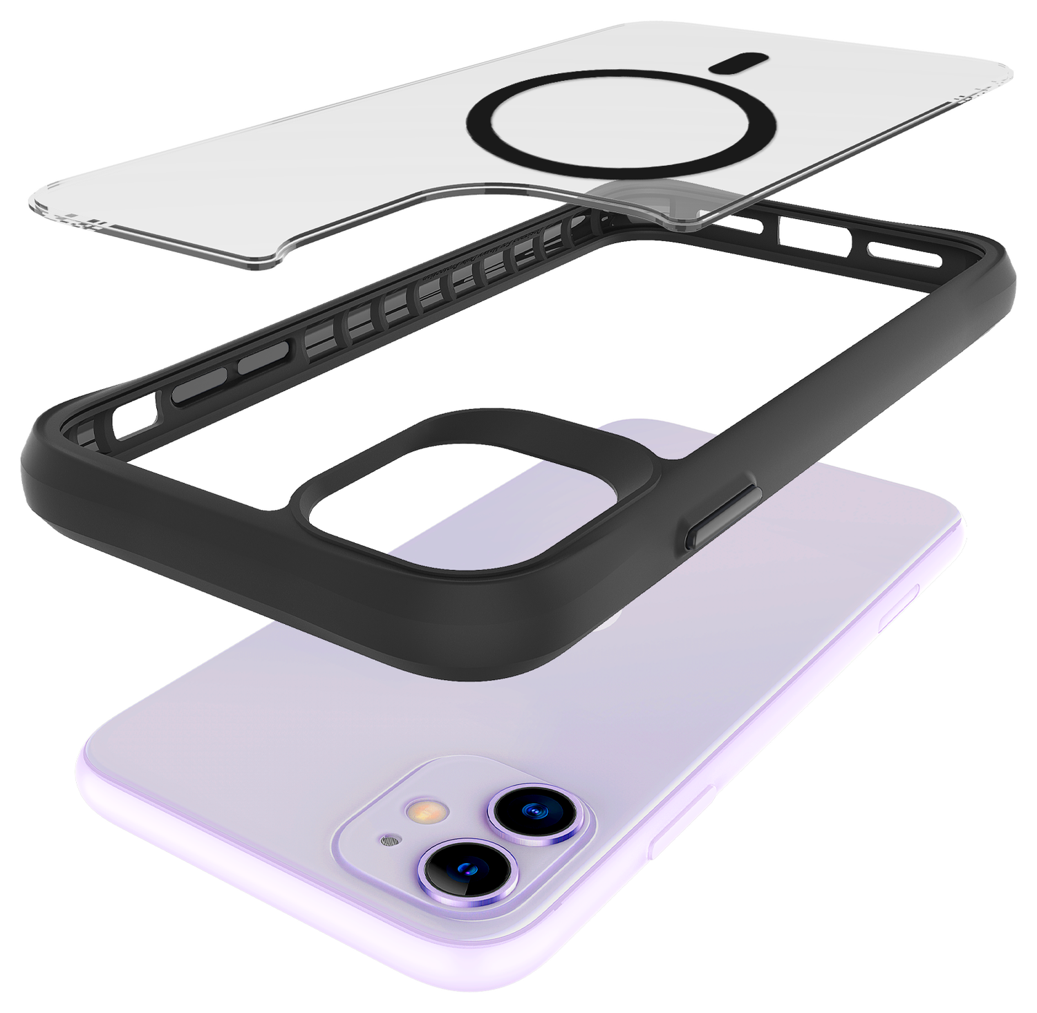 Buddi Hybrid Apple iPhone 11 Hoesje MagSafe Back Cover Matte Zwart afbeelding 10