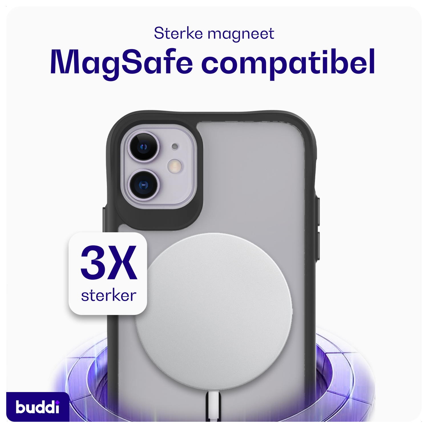 Buddi Hybrid Apple iPhone 11 Hoesje MagSafe Back Cover Matte Zwart afbeelding 3