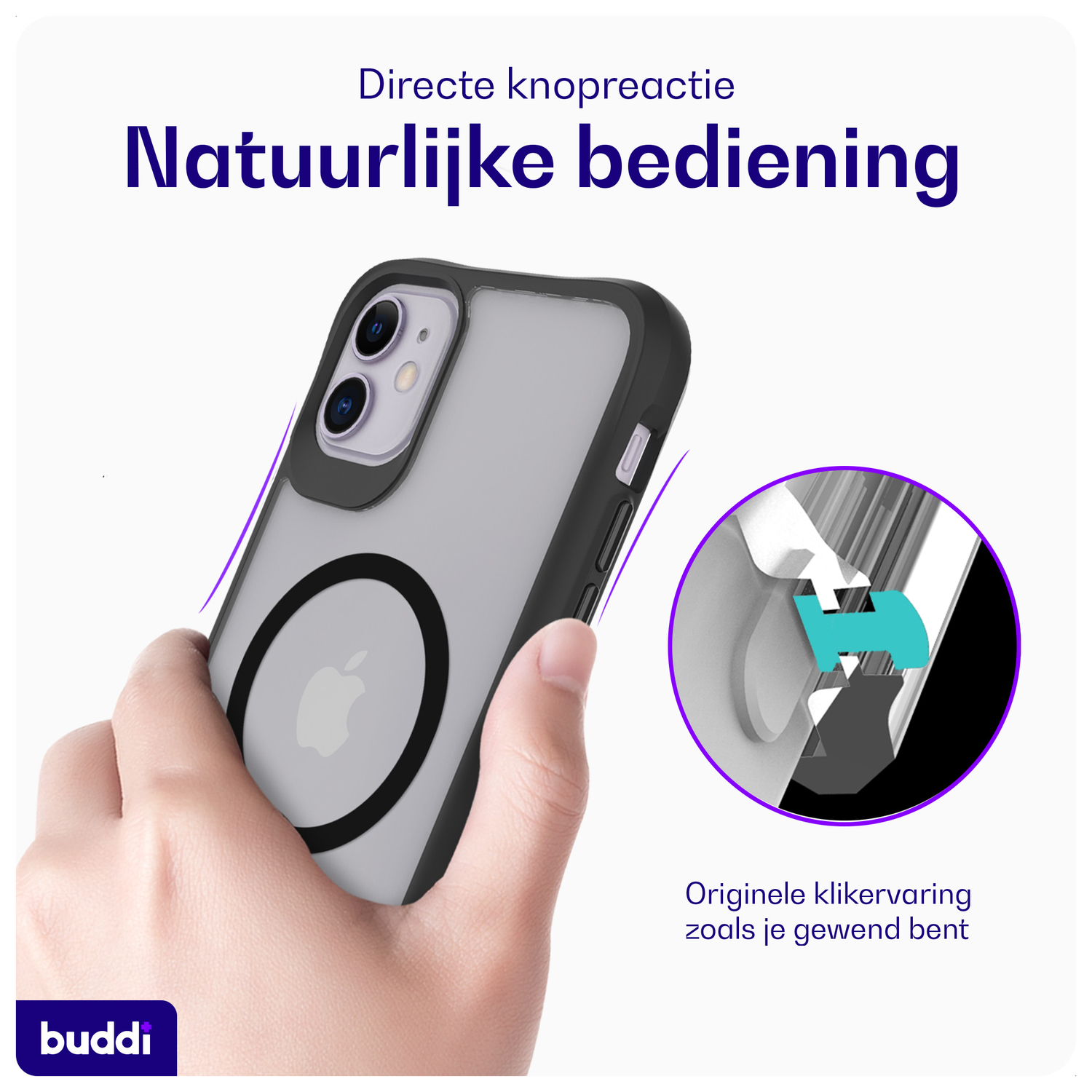 Buddi Hybrid Apple iPhone 11 Hoesje MagSafe Back Cover Matte Zwart afbeelding 4
