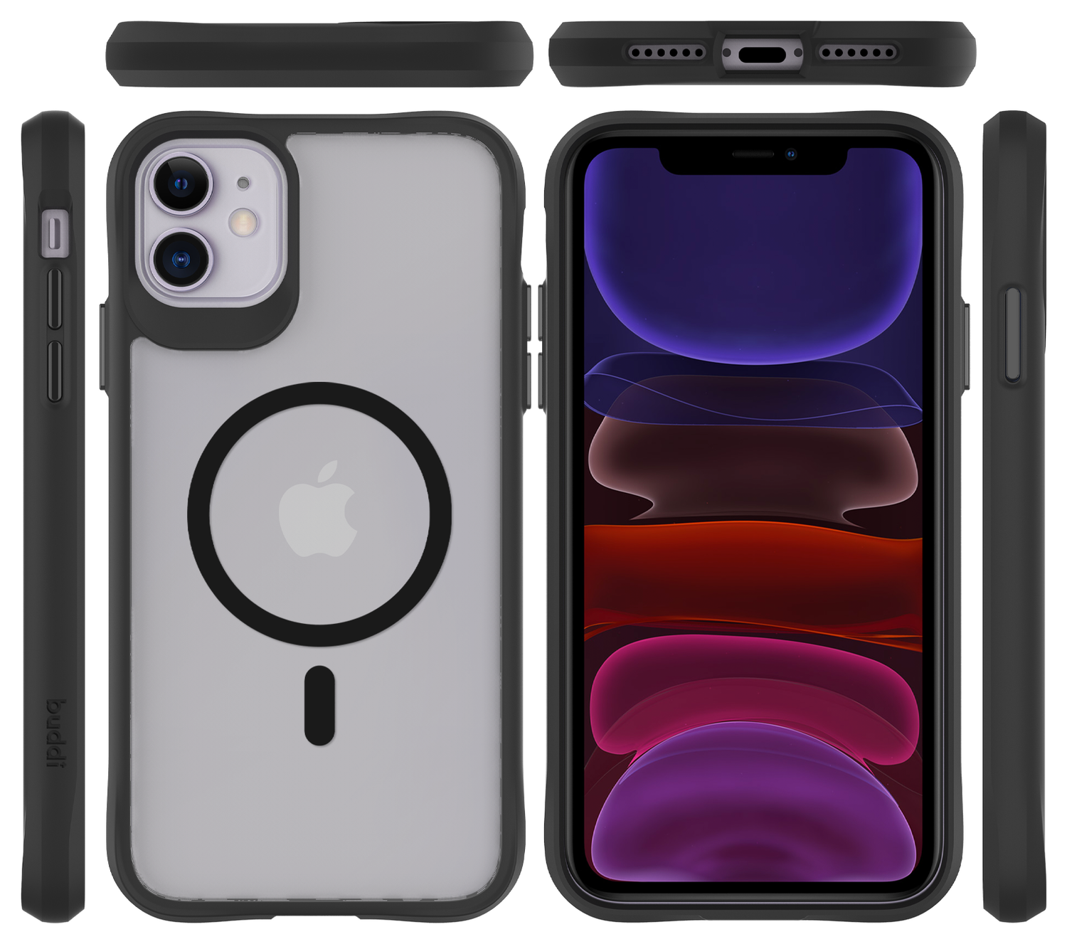 Buddi Hybrid Apple iPhone 11 Hoesje MagSafe Back Cover Matte Zwart afbeelding 9