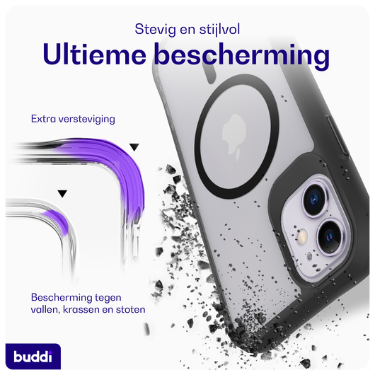 Buddi Hybrid Apple iPhone 11 Hoesje MagSafe Back Cover Matte Zwart afbeelding 2