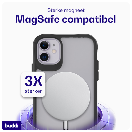 Buddi Hybrid Apple iPhone 11 Hoesje MagSafe Back Cover Matte Zwart afbeelding 3