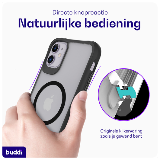 Buddi Hybrid Apple iPhone 11 Hoesje MagSafe Back Cover Matte Zwart afbeelding 4