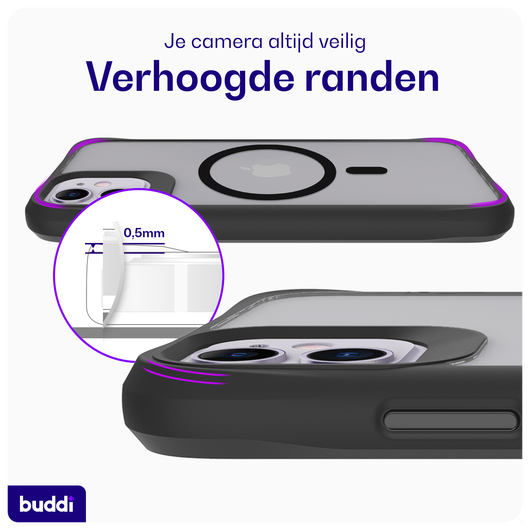 Buddi Hybrid Apple iPhone 11 Hoesje MagSafe Back Cover Matte Zwart afbeelding 5