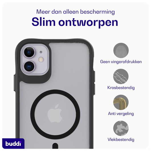 Buddi Hybrid Apple iPhone 11 Hoesje MagSafe Back Cover Matte Zwart afbeelding 6