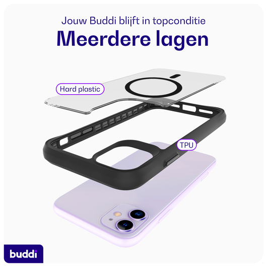 Buddi Hybrid Apple iPhone 11 Hoesje MagSafe Back Cover Matte Zwart afbeelding 7