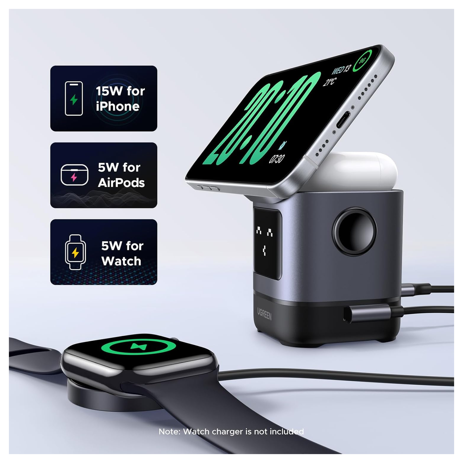 UGREEN Qi2 15W Draadloze MagSafe Oplader voor iPhone & AirPods (Pro) Zwart afbeelding 5