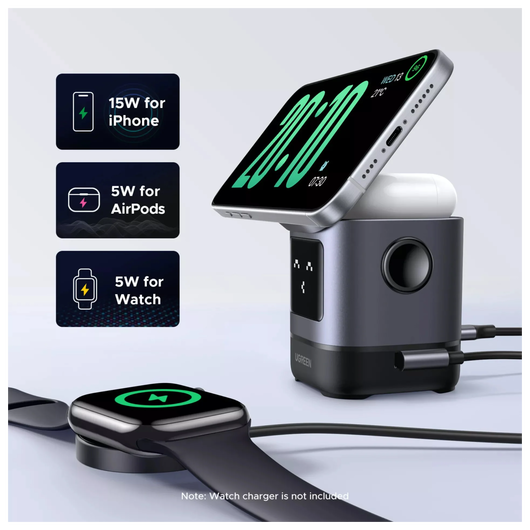 Ugreen 2-in-1 Draadloze Oplader voor iPhone + AirPods afbeelding 3