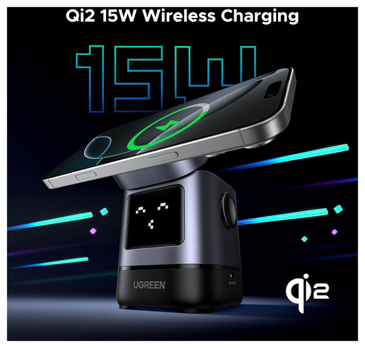 UGREEN Qi2 15W Draadloze MagSafe Oplader voor iPhone & AirPods (Pro) Zwart afbeelding 3