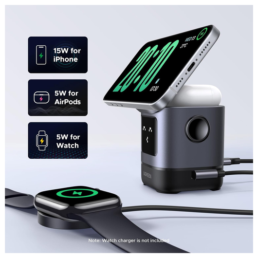 UGREEN Qi2 15W Draadloze MagSafe Oplader voor iPhone & AirPods (Pro) Zwart afbeelding 5
