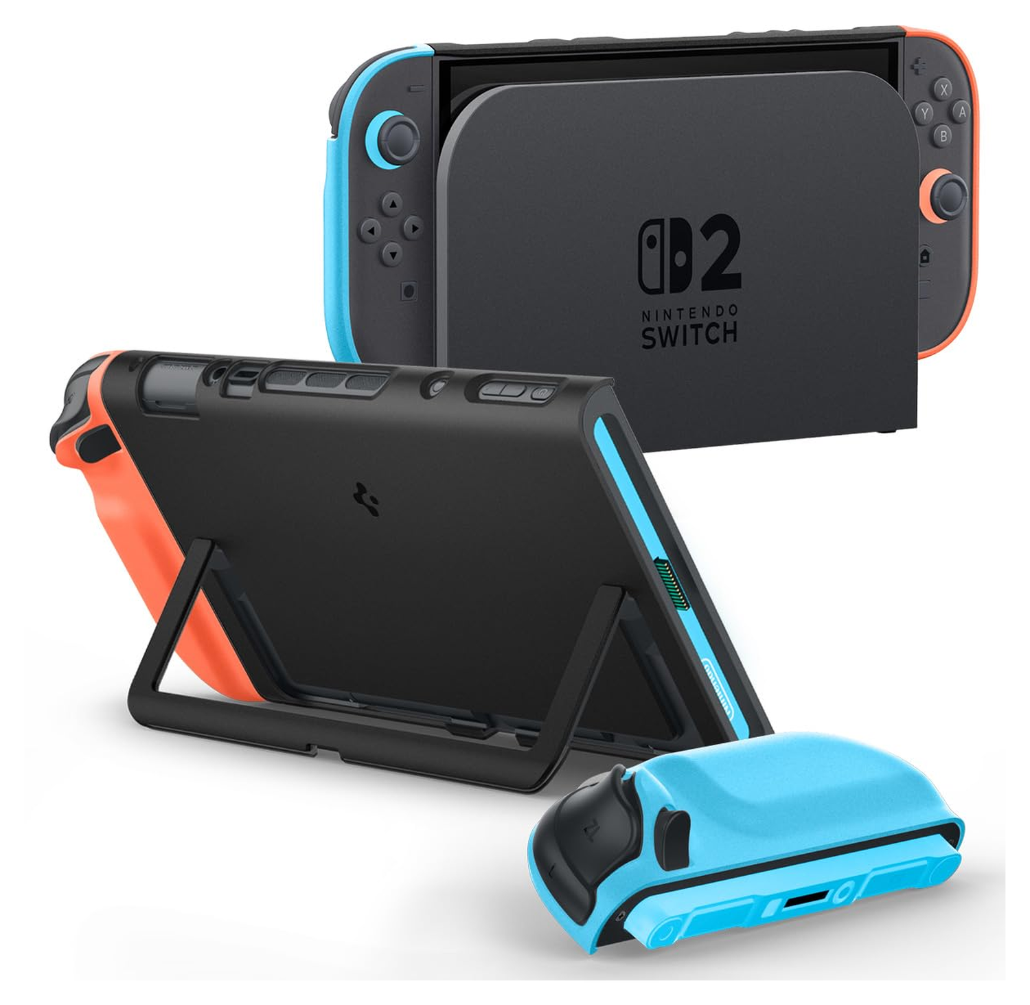 Spigen Nano Pop Nintendo Switch 2 Hoesje met Kickstand Rood Blauw afbeelding 1