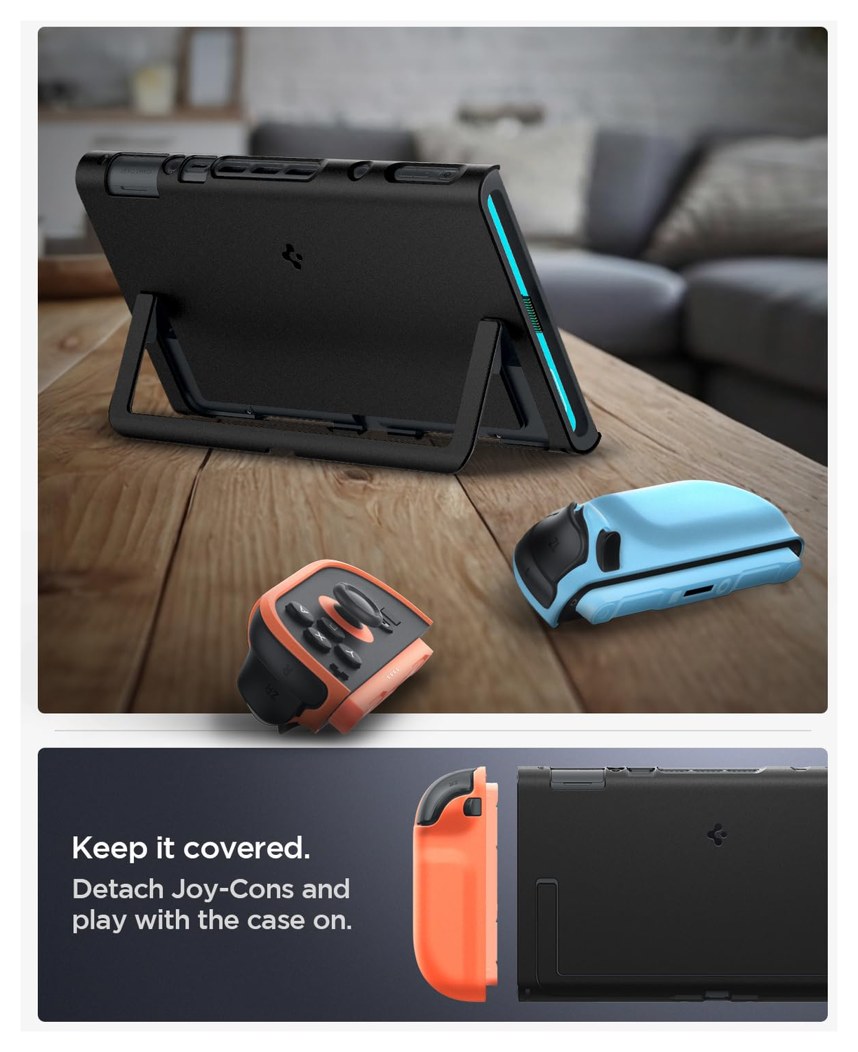 Spigen Nano Pop Nintendo Switch 2 Hoesje met Kickstand Rood Blauw afbeelding 3