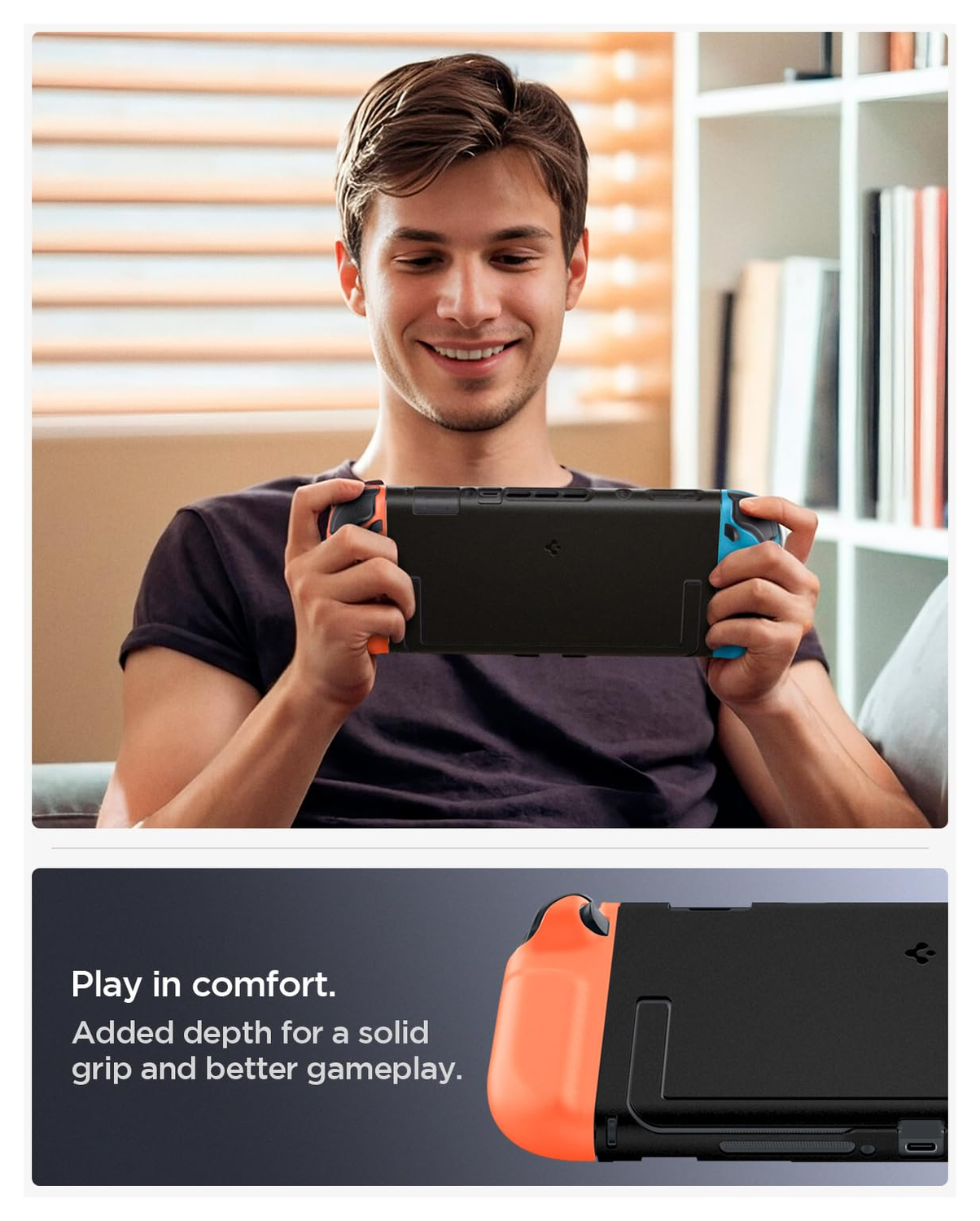 Spigen Nano Pop Nintendo Switch 2 Hoesje met Kickstand Rood Blauw afbeelding 4