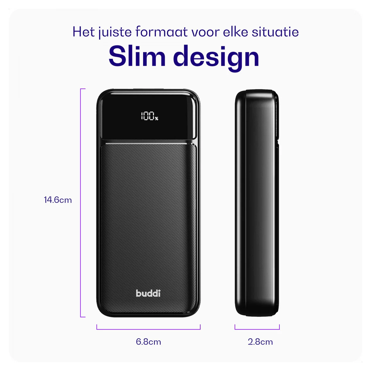 Buddi Boost 20.000 mAh Powerbank Met Display Duo Pack Zwart 22.5W afbeelding 8