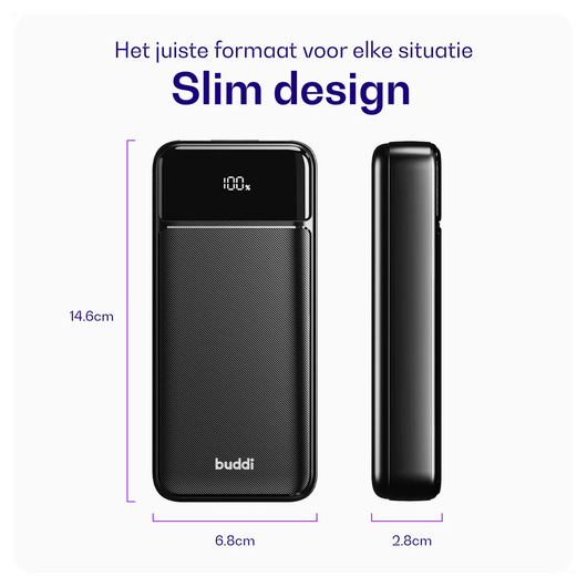 Buddi Boost 20.000 mAh Powerbank Met Display Duo Pack Zwart 22.5W afbeelding 8