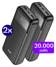 Buddi Boost 20.000 mAh Powerbank Met Display Duo Pack Zwart 22.5W afbeelding