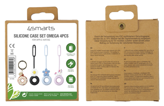 4smarts Apple AirTag Siliconen Kleurrijk Sleutelhanger Hoesje (4-Pack) afbeelding 8