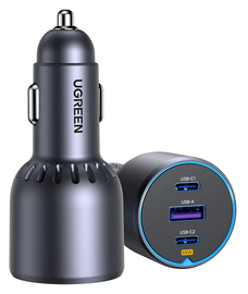 UGREEN USB/USB-C Auto Snellader 75W met PD en QC 3.0 Zwart