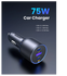UGREEN USB/USB-C Auto Snellader 75W met PD en QC 3.0 Zwart afbeelding 3