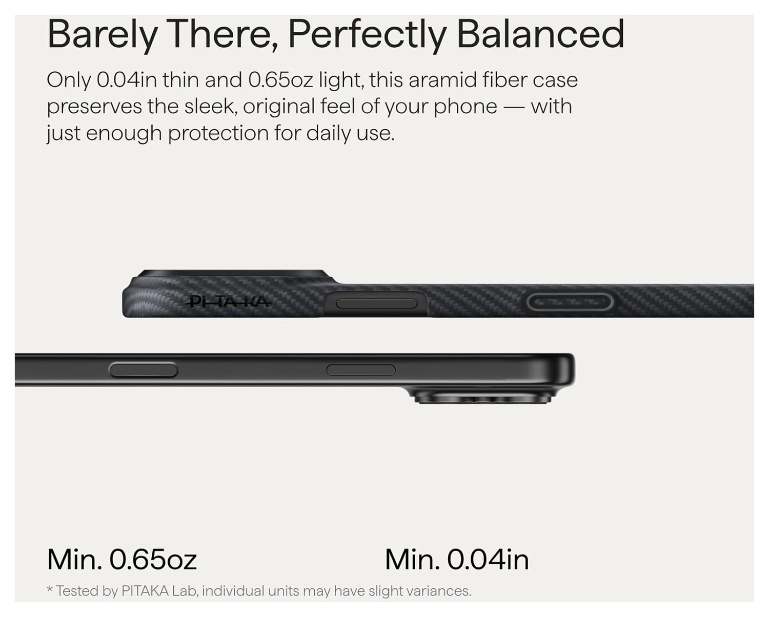 PITAKA Ultra-Slim iPhone 17 Pro Hoesje 600D MagSafe Ultra Dun Zwart afbeelding 5