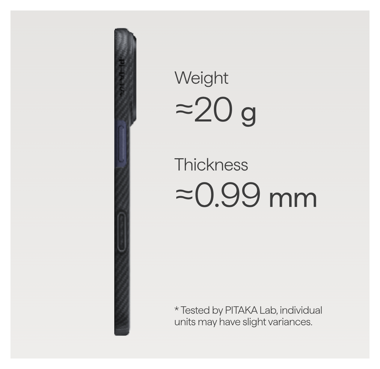 PITAKA Ultra-Slim iPhone 17 Pro Hoesje 600D MagSafe Ultra Dun Zwart afbeelding 4