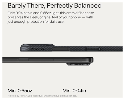 PITAKA Ultra-Slim iPhone 17 Pro Hoesje 600D MagSafe Ultra Dun Zwart afbeelding 5