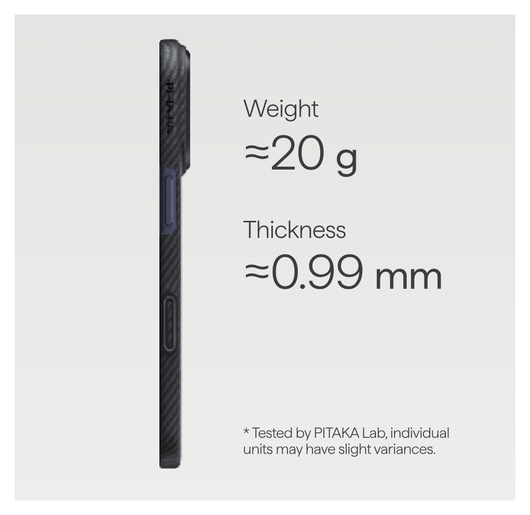 PITAKA Ultra-Slim iPhone 17 Pro Hoesje 600D MagSafe Ultra Dun Zwart afbeelding 4