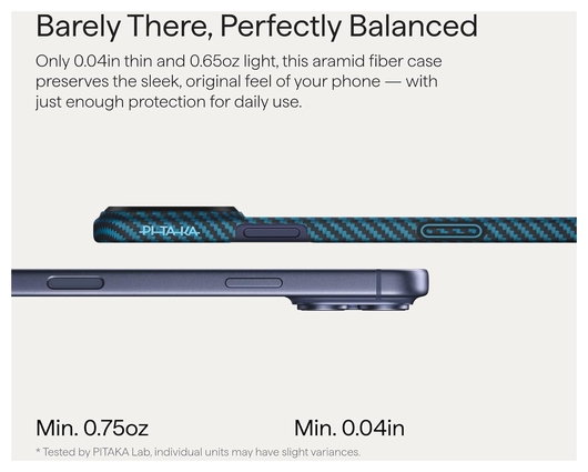 PITAKA Ultra-Slim iPhone 17 Pro Max Hoesje 600D MagSafe Ultra Dun Blauw Grijs afbeelding 9