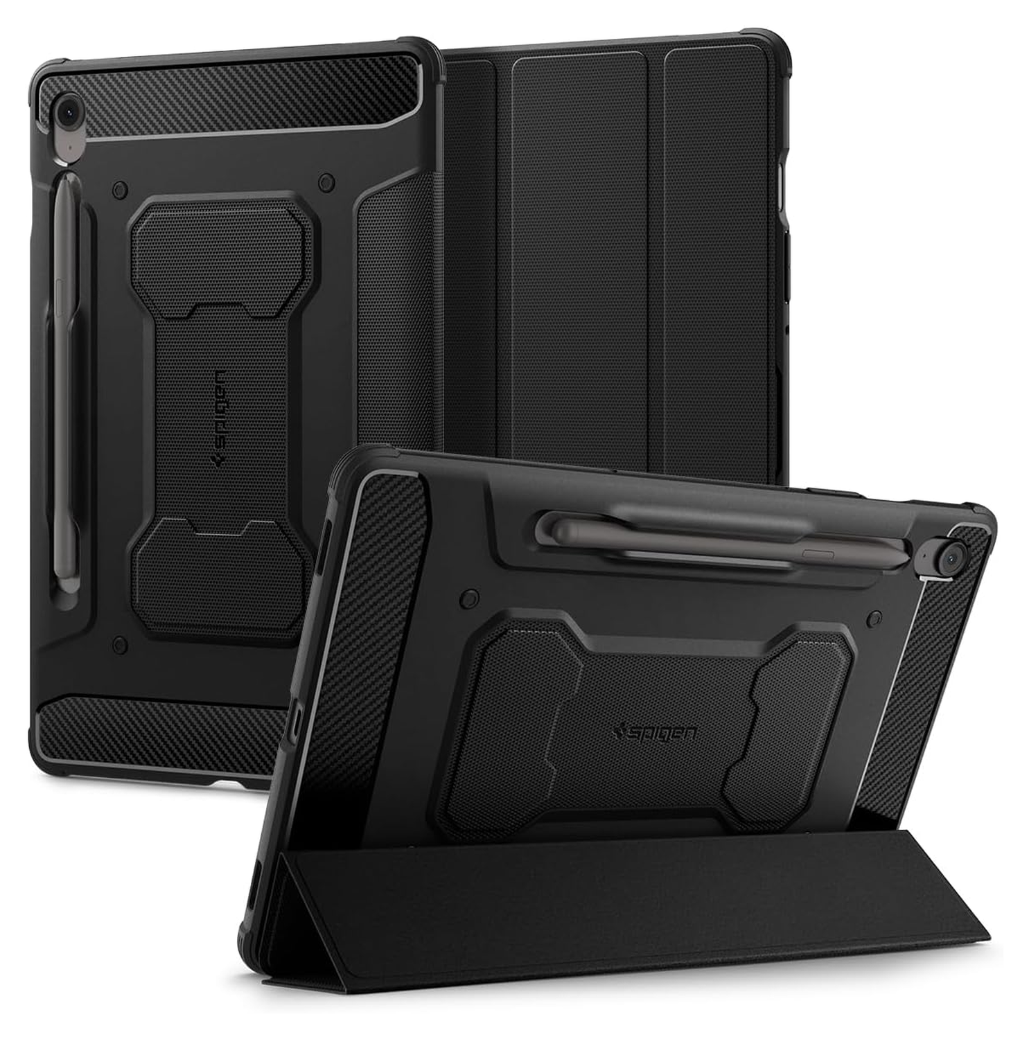 Spigen Rugged Armor Pro Samsung Galaxy Tab S10 FE Plus Hoes Book Case Zwart afbeelding 1