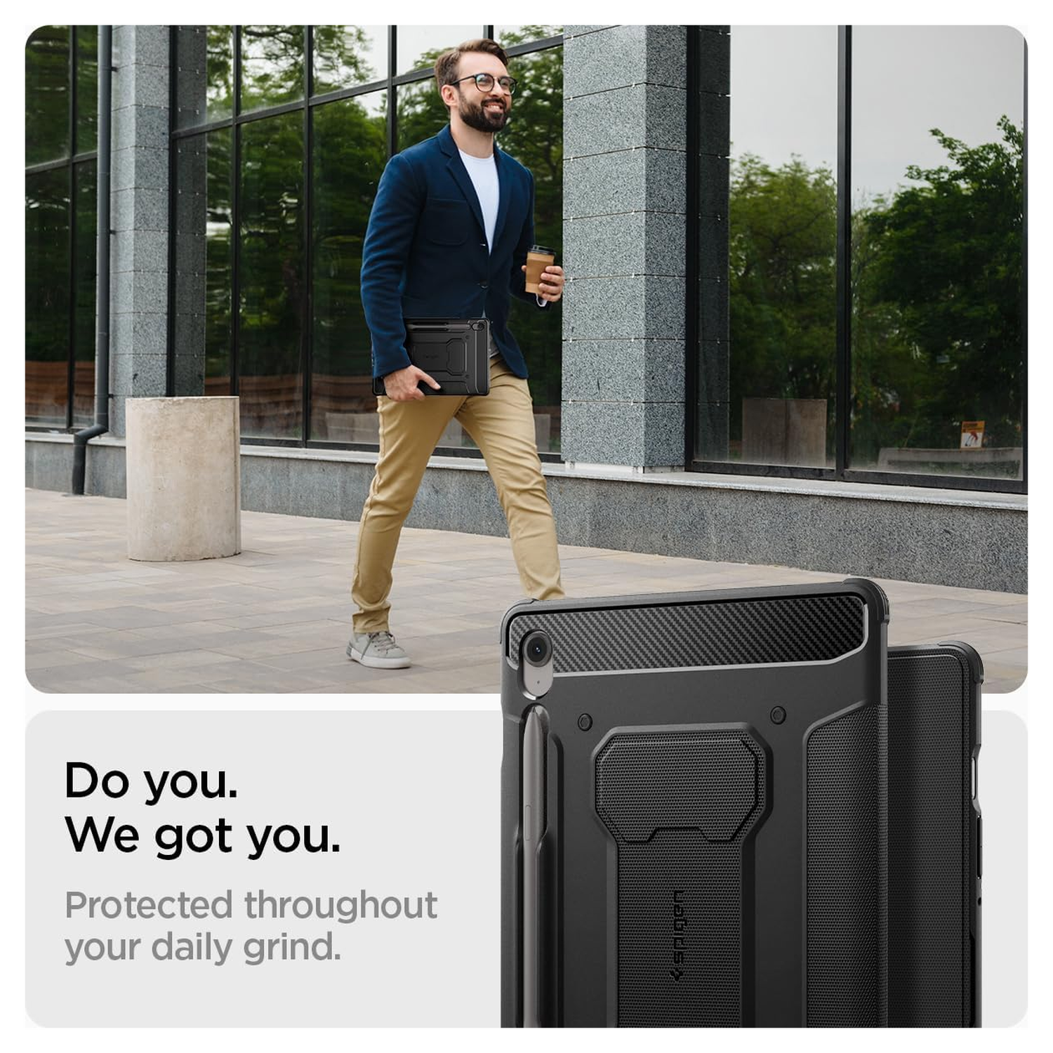 Spigen Rugged Armor Pro Samsung Galaxy Tab S10 FE Plus Hoes Book Case Zwart afbeelding 3