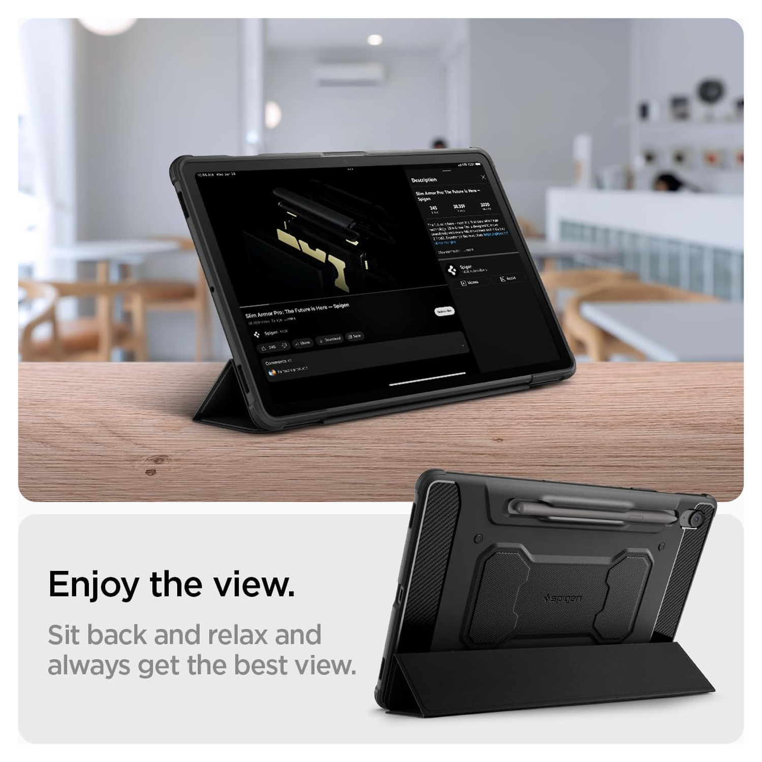 Spigen Rugged Armor Pro Samsung Galaxy Tab S10 FE Plus Hoes Book Case Zwart afbeelding 4