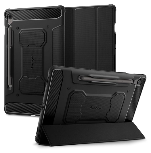 Spigen Rugged Armor Pro Samsung Galaxy Tab S10 FE Plus Hoes Book Case Zwart afbeelding 1