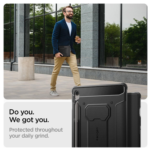 Spigen Rugged Armor Pro Samsung Galaxy Tab S10 FE Plus Hoes Book Case Zwart afbeelding 3