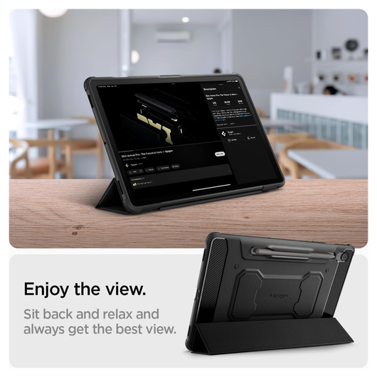 Spigen Rugged Armor Pro Samsung Galaxy Tab S10 FE Plus Hoes Book Case Zwart afbeelding 4