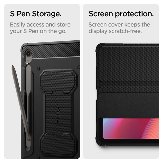 Spigen Rugged Armor Pro Samsung Galaxy Tab S10 FE Plus Hoes Book Case Zwart afbeelding 6