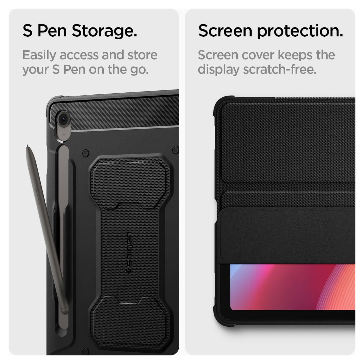 Spigen Rugged Armor Pro Samsung Galaxy Tab S10 FE / S9 Hoes Book Case Zwart afbeelding 5