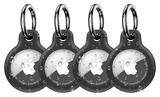 Apple AirTag TPU Sleutelhanger Hoesje Waterdicht Zwart (4-Pack) afbeelding 1