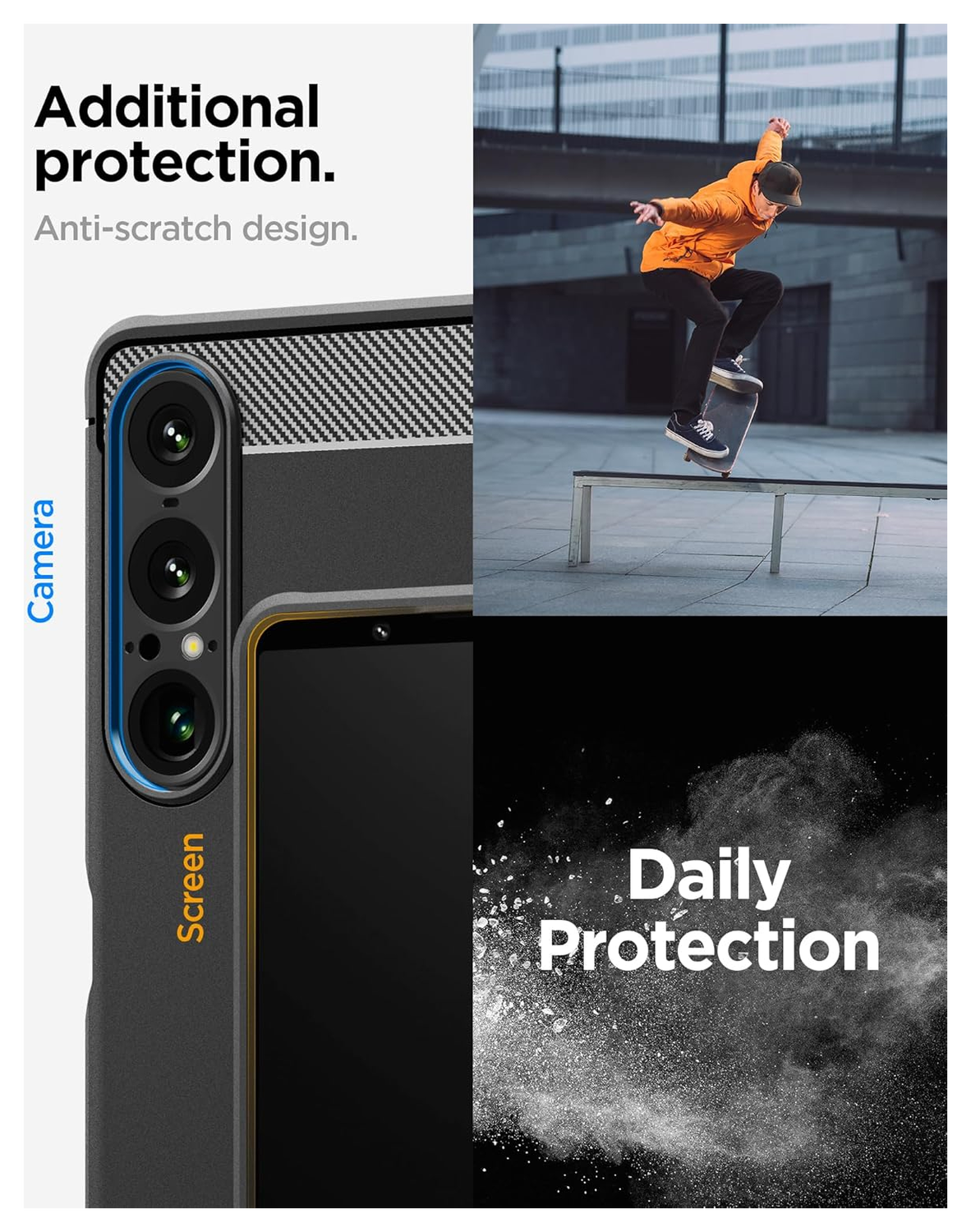 Spigen Rugged Armor Sony Xperia 1 VII Hoesje Back Cover Zwart afbeelding 3