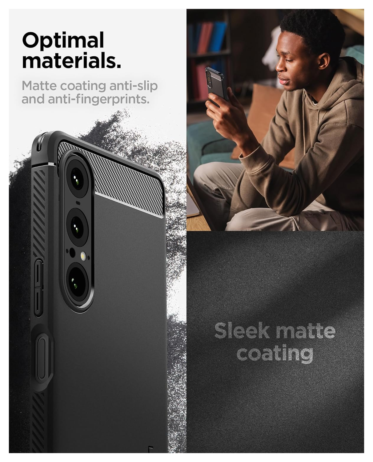 Spigen Rugged Armor Sony Xperia 1 VII Hoesje Back Cover Zwart afbeelding 5