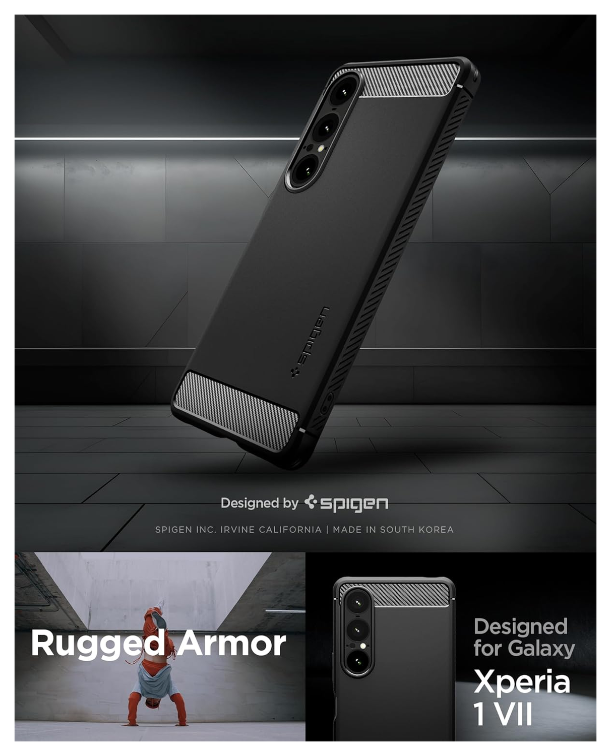 Spigen Rugged Armor Sony Xperia 1 VII Hoesje Back Cover Zwart afbeelding 6