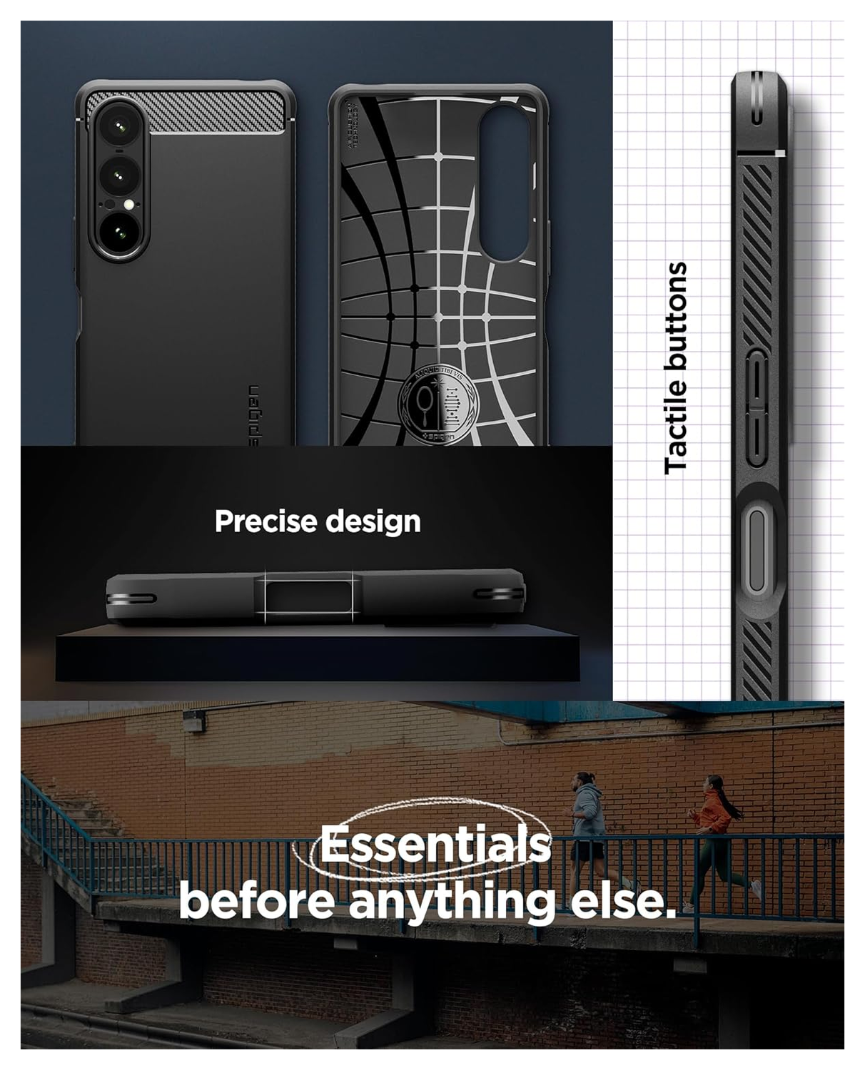 Spigen Rugged Armor Sony Xperia 1 VII Hoesje Back Cover Zwart afbeelding 7