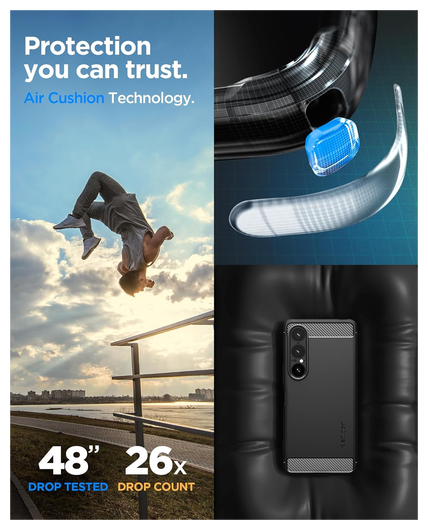Spigen Rugged Armor Sony Xperia 1 VII Hoesje Back Cover Zwart afbeelding 2