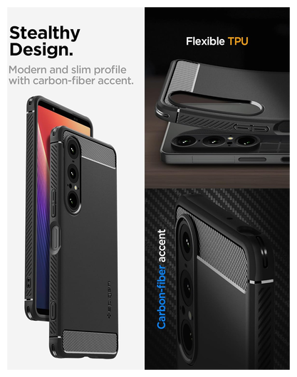 Spigen Rugged Armor Sony Xperia 1 VII Hoesje Back Cover Zwart afbeelding 4