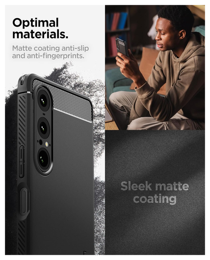 Spigen Rugged Armor Sony Xperia 1 VII Hoesje Back Cover Zwart afbeelding 5