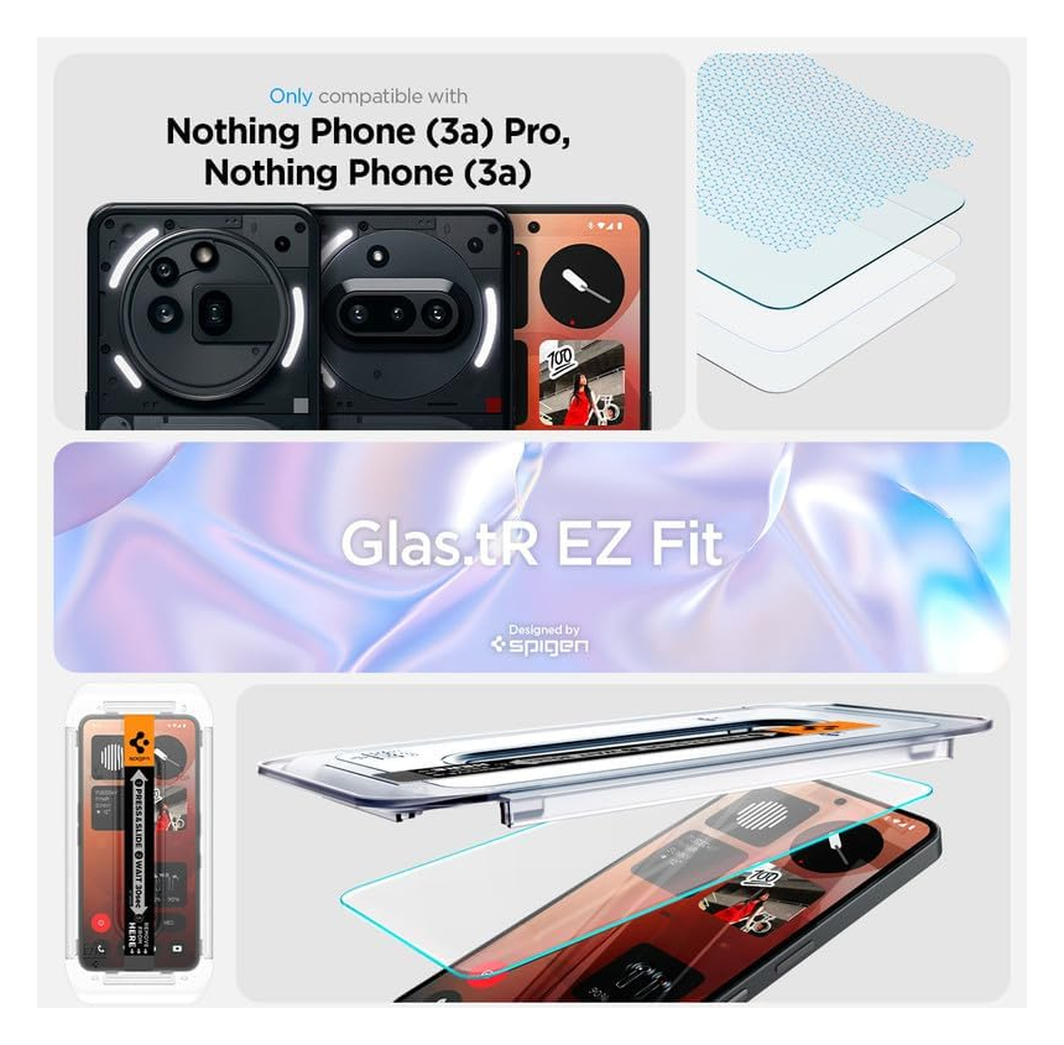 Spigen EZ Fit GLAS.tR Nothing Phone (3a) / (3a) Pro Screen Protector 1-Pack afbeelding 2