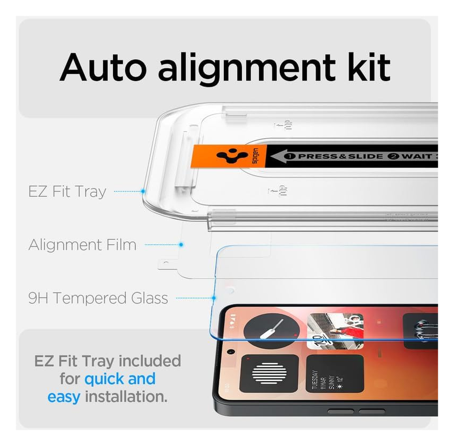 Spigen EZ Fit GLAS.tR Nothing Phone (3a) / (3a) Pro Screen Protector 1-Pack afbeelding 3