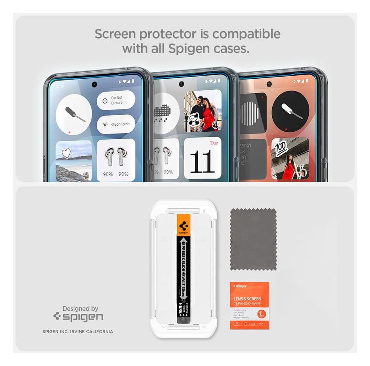 Spigen EZ Fit GLAS.tR Nothing Phone (3a) / (3a) Pro Screen Protector 1-Pack afbeelding 7